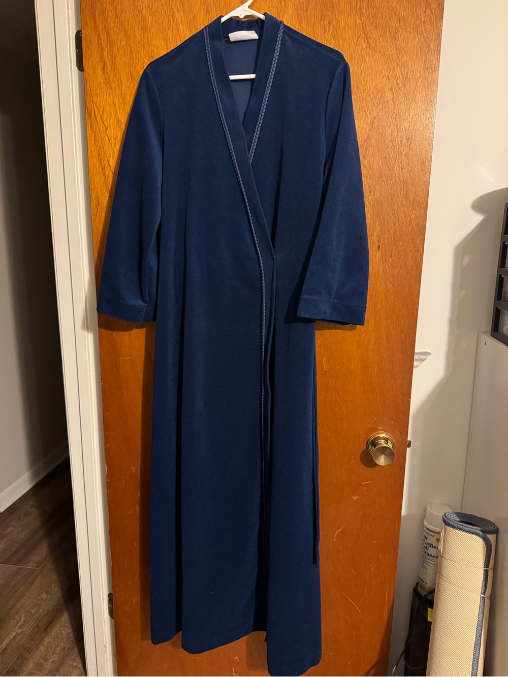 Vintage JCPenney Deep Navy Long Open-Front Bathrobe and gown set